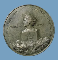 Portretmedaillon van Erasmus, achterzijde met een hoofd van Terminus, 1519